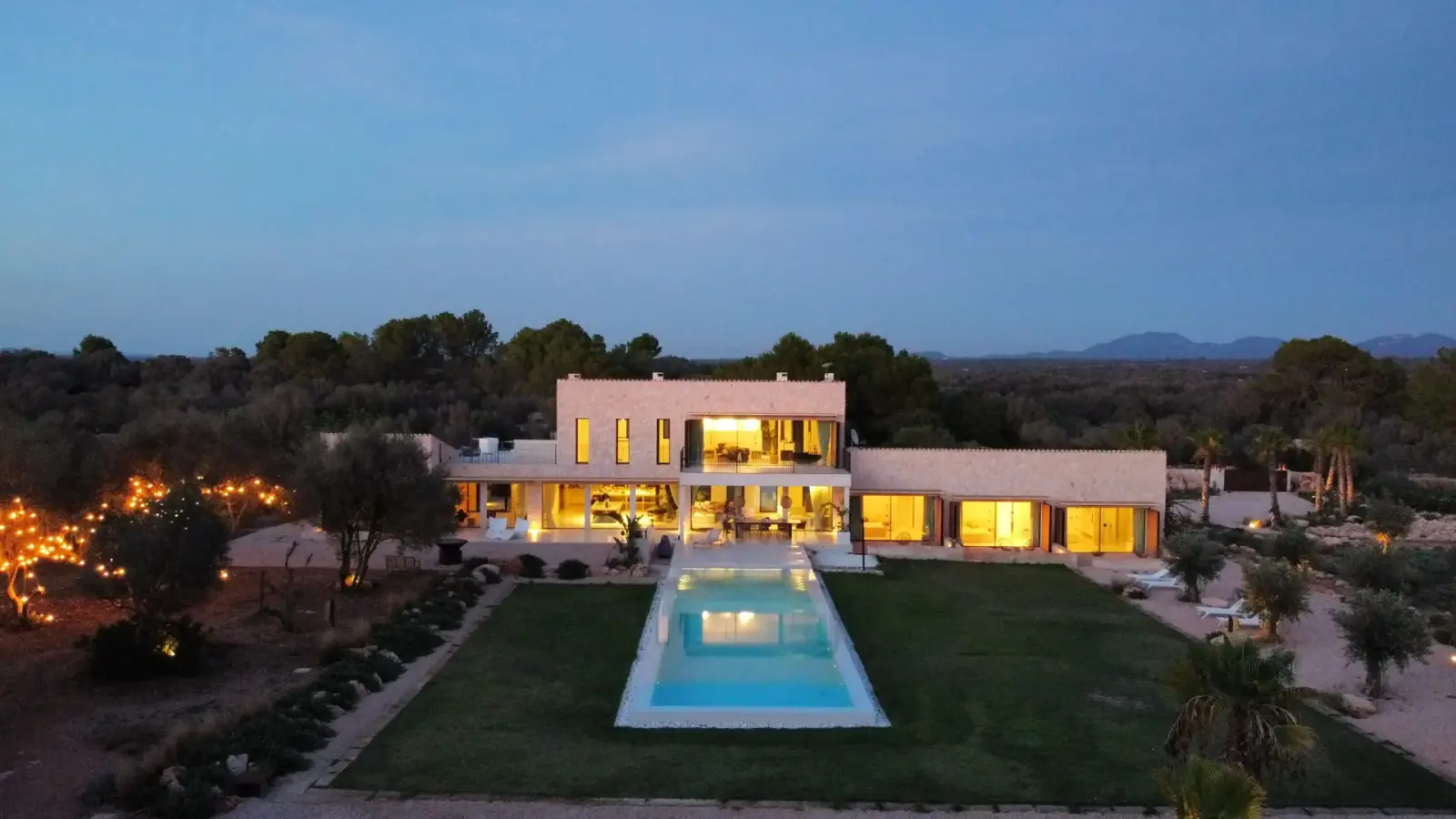 Sant Blai at sunset — pool and facade