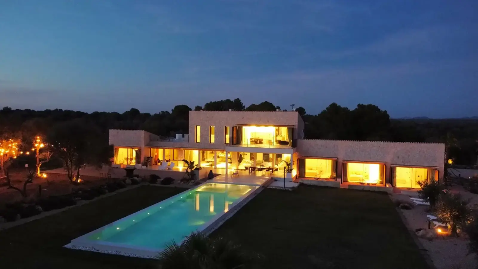 Illuminated estate at night