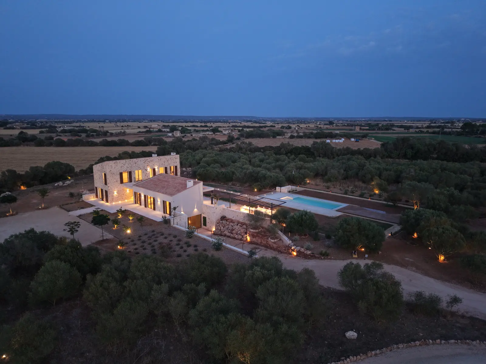 The estate at blue hour