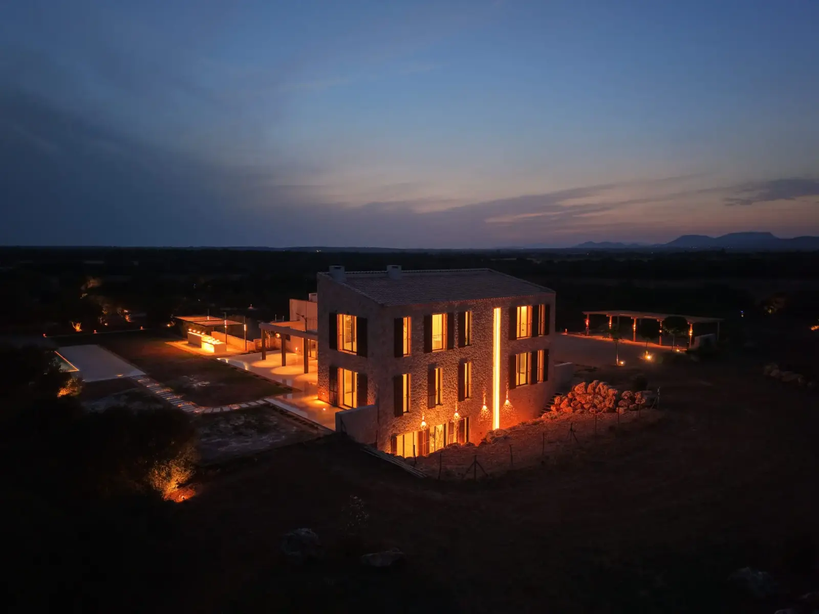 The estate at night