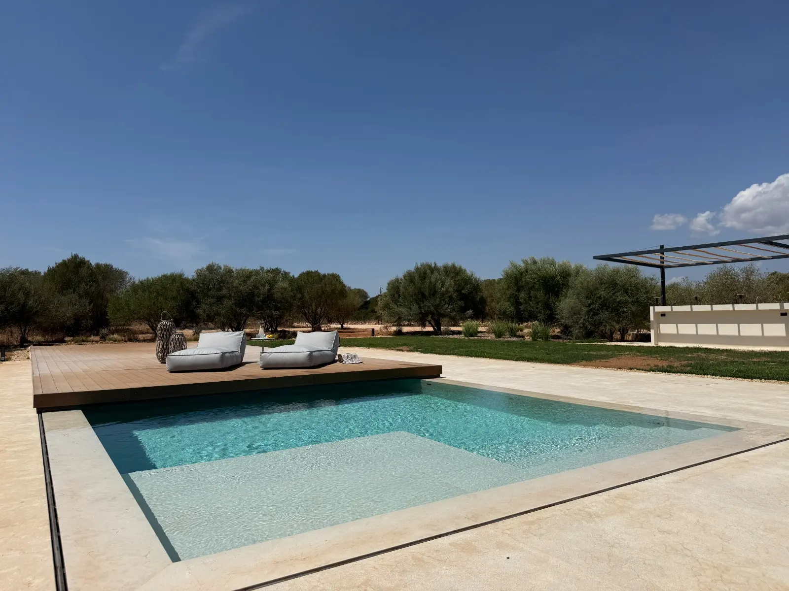 Daybeds on the pool deck